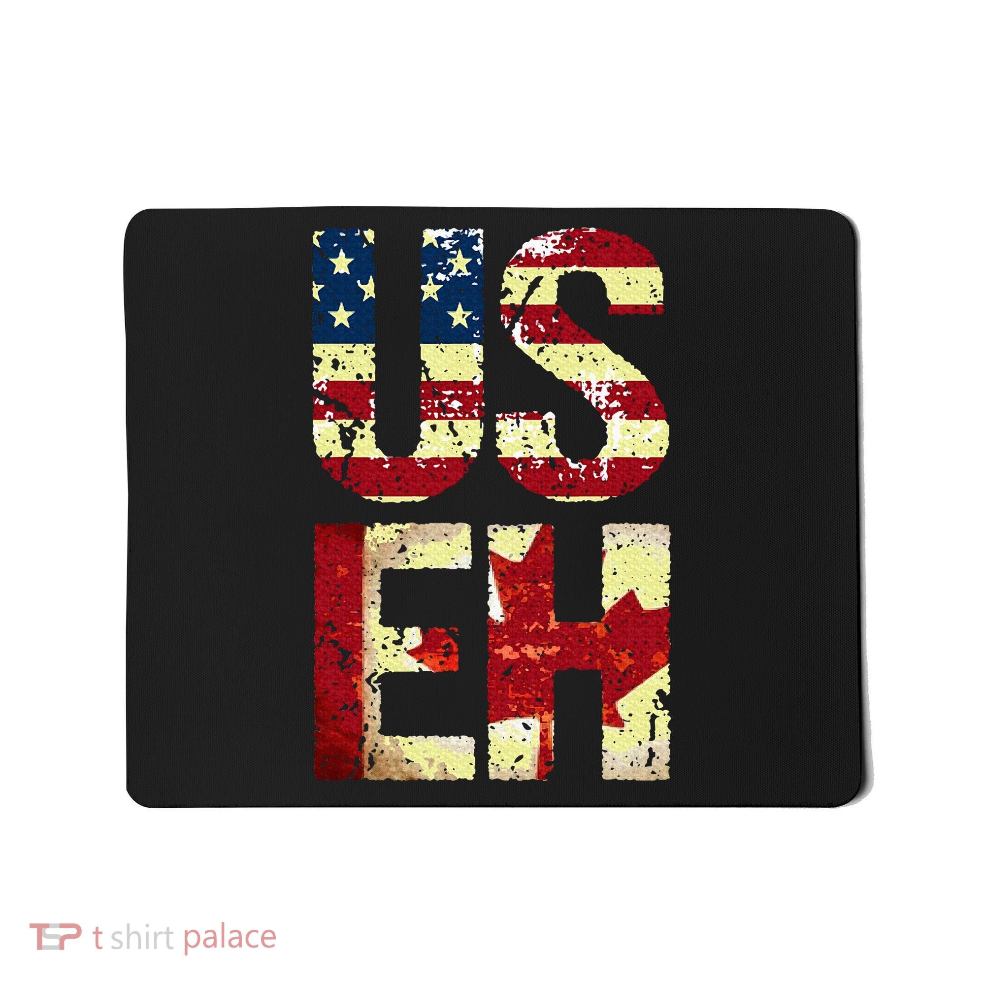 Us Eh America Canada Flag Funny American Canadian Mousepad