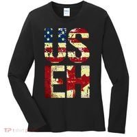 Us Eh America Canada Flag Funny American Canadian Women's Long Sleeve Shirt thumb 0