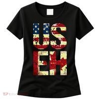 Us Eh America Canada Flag Funny American Canadian Women's T-Shirt thumb 0