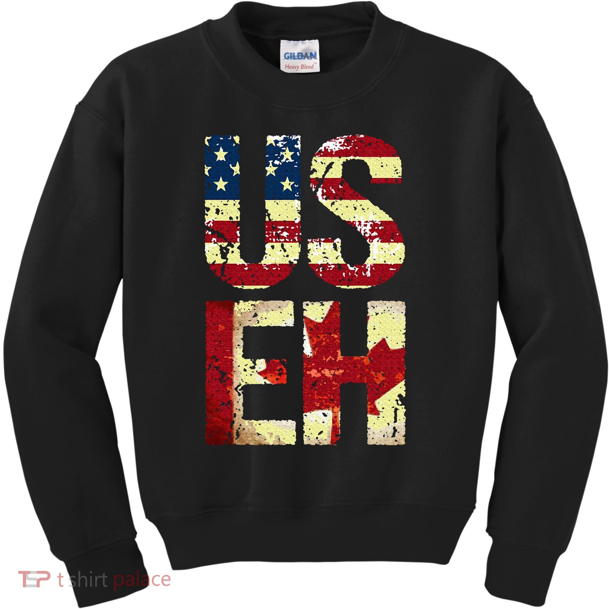 Us Eh America Canada Flag Funny American Canadian Kids Sweatshirt