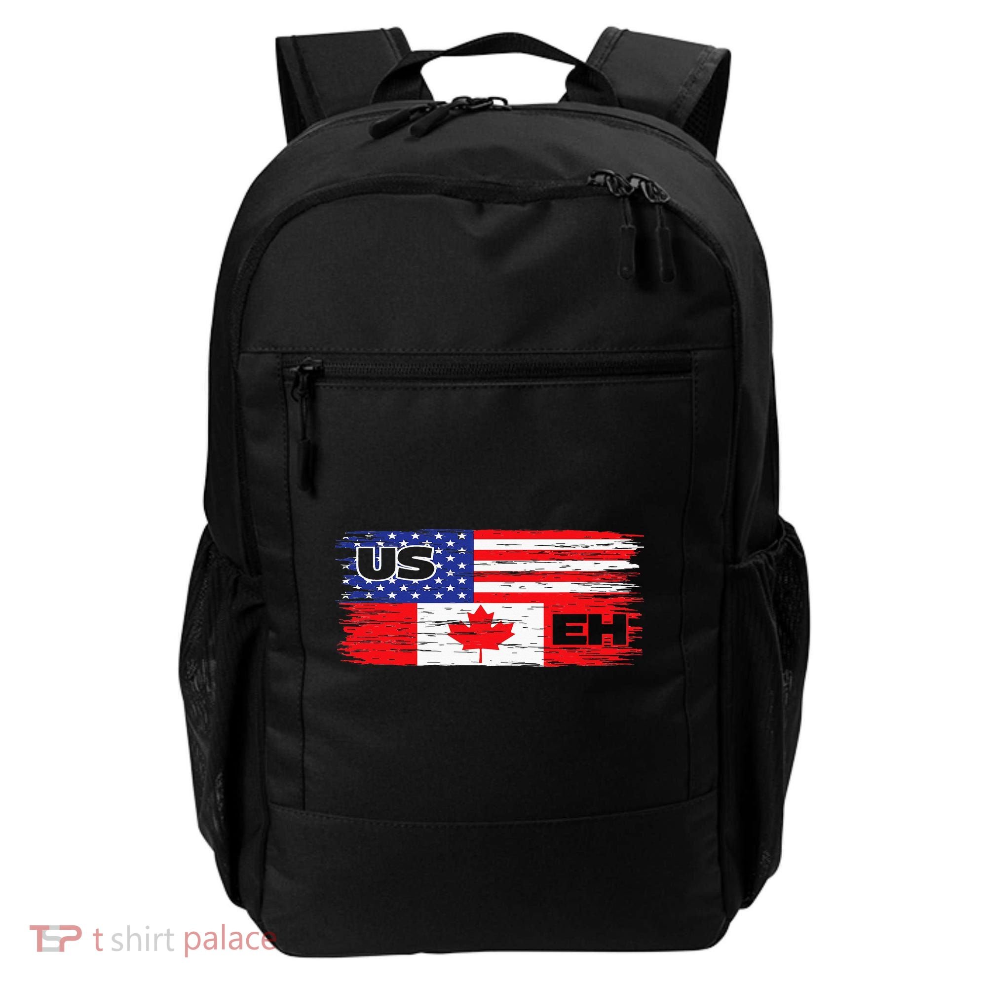 US EH Canada America Flag Maple Leaf Proud Canuck Roots Backpack