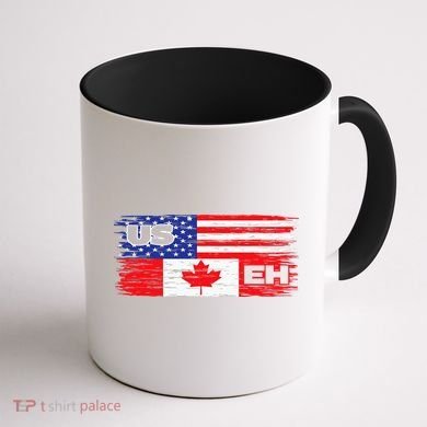 US EH Canada America Flag Maple Leaf Proud Canuck Roots Coffee Mug back