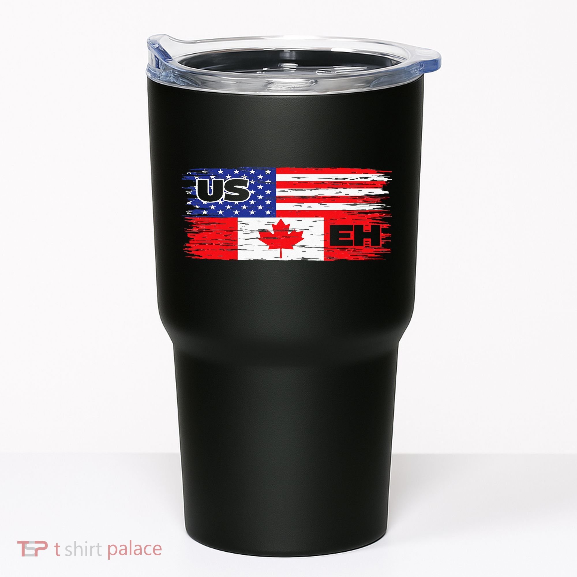 US EH Canada America Flag Maple Leaf Proud Canuck Roots Tumbler