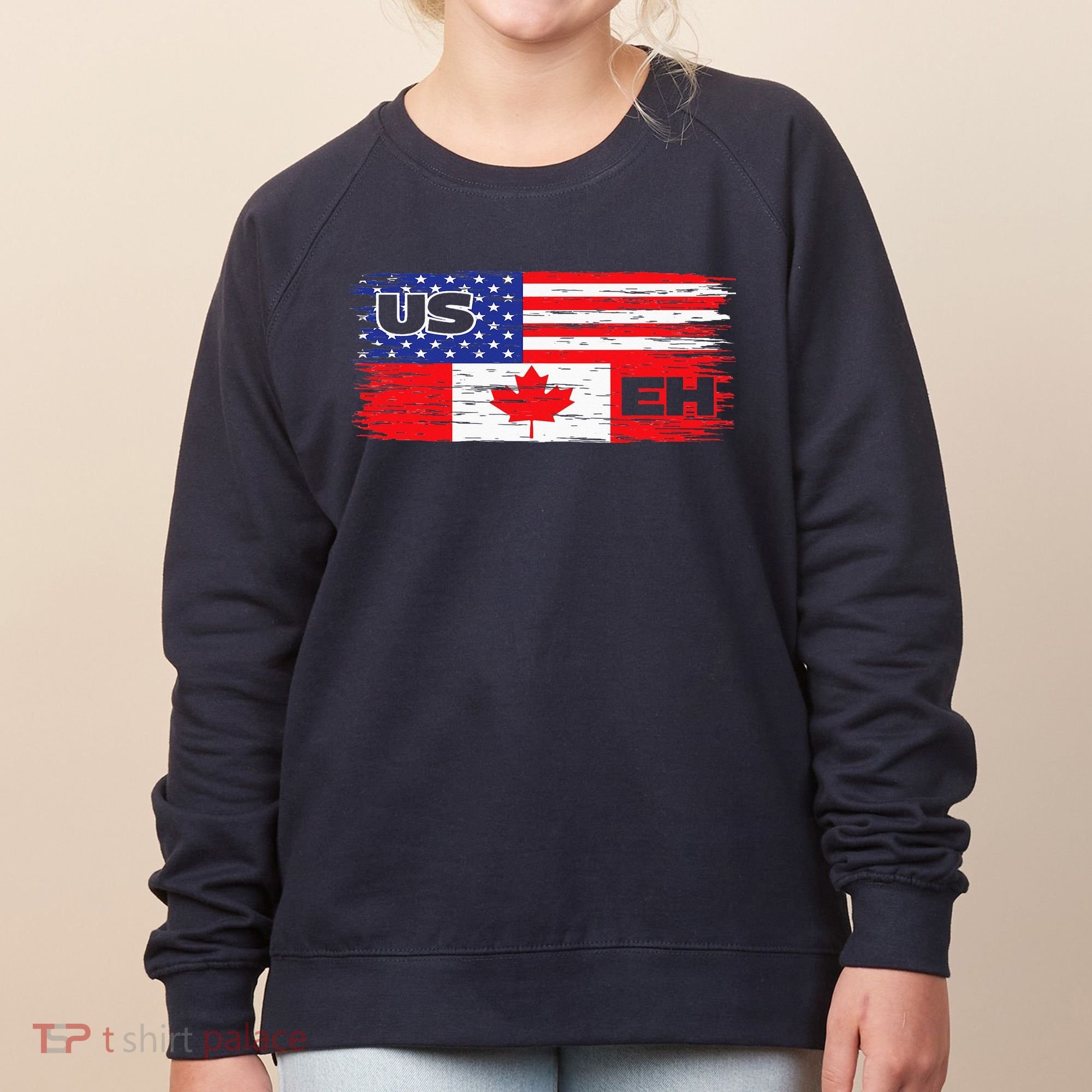 US EH Canada America Flag Maple Leaf Proud Canuck Roots Women's Sweatshirt