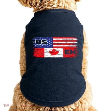 US EH Canada America Flag Maple Leaf Proud Canuck Roots Doggie Tank