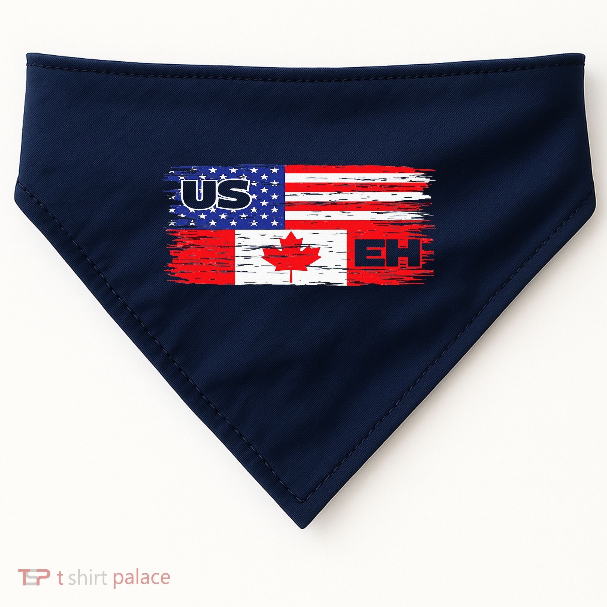 US EH Canada America Flag Maple Leaf Proud Canuck Roots USA-Made Doggie Bandana