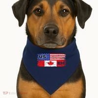 US EH Canada America Flag Maple Leaf Proud Canuck Roots USA-Made Doggie Bandana thumb 1