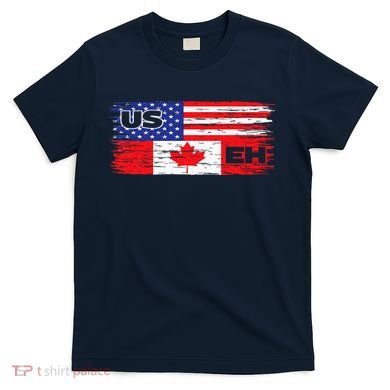 US EH Canada America Flag Maple Leaf Proud Canuck Roots T-Shirt