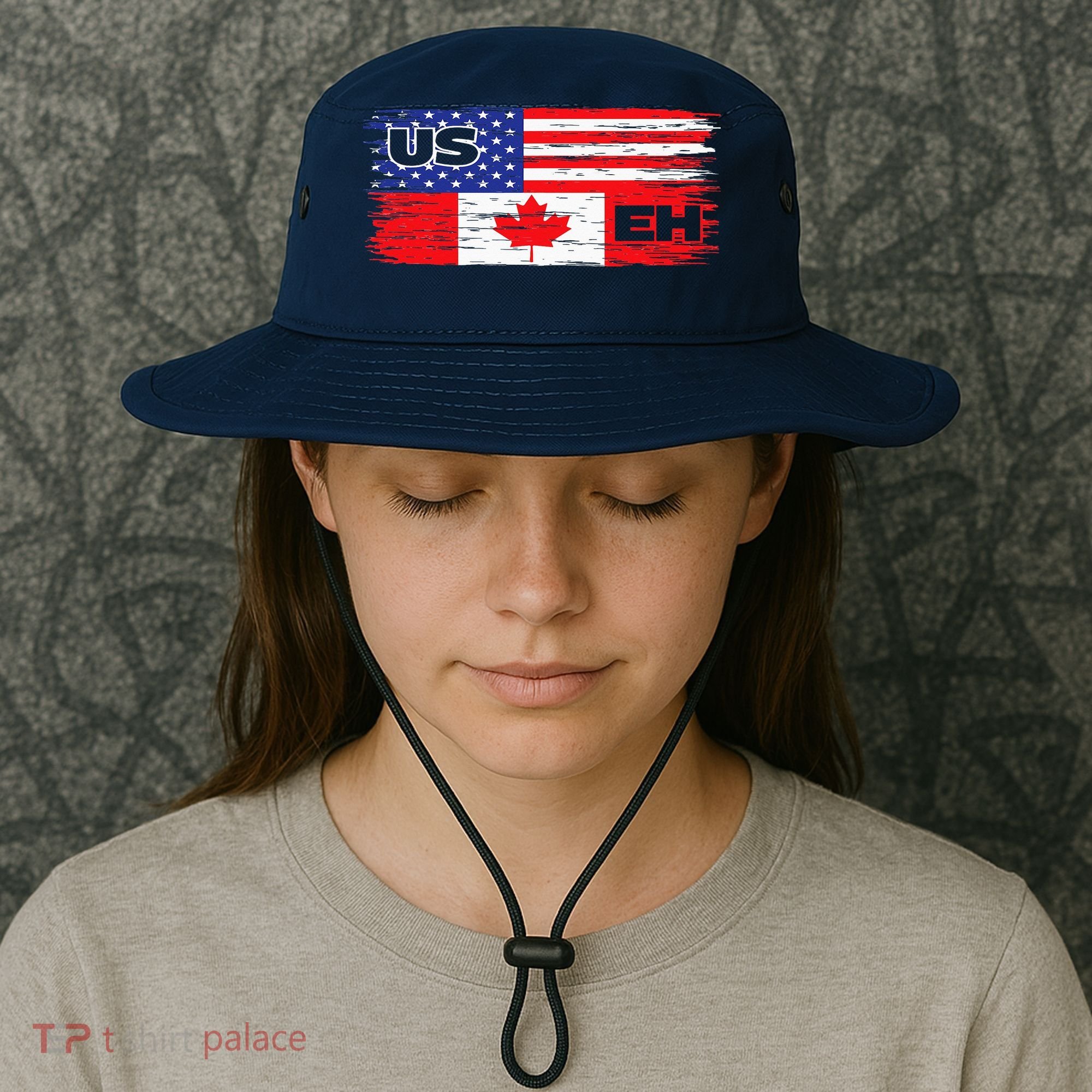 US EH Canada America Flag Maple Leaf Proud Canuck Roots Bucket Hat