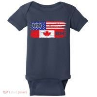 US EH Canada America Flag Maple Leaf Proud Canuck Roots Baby Bodysuit thumb 0