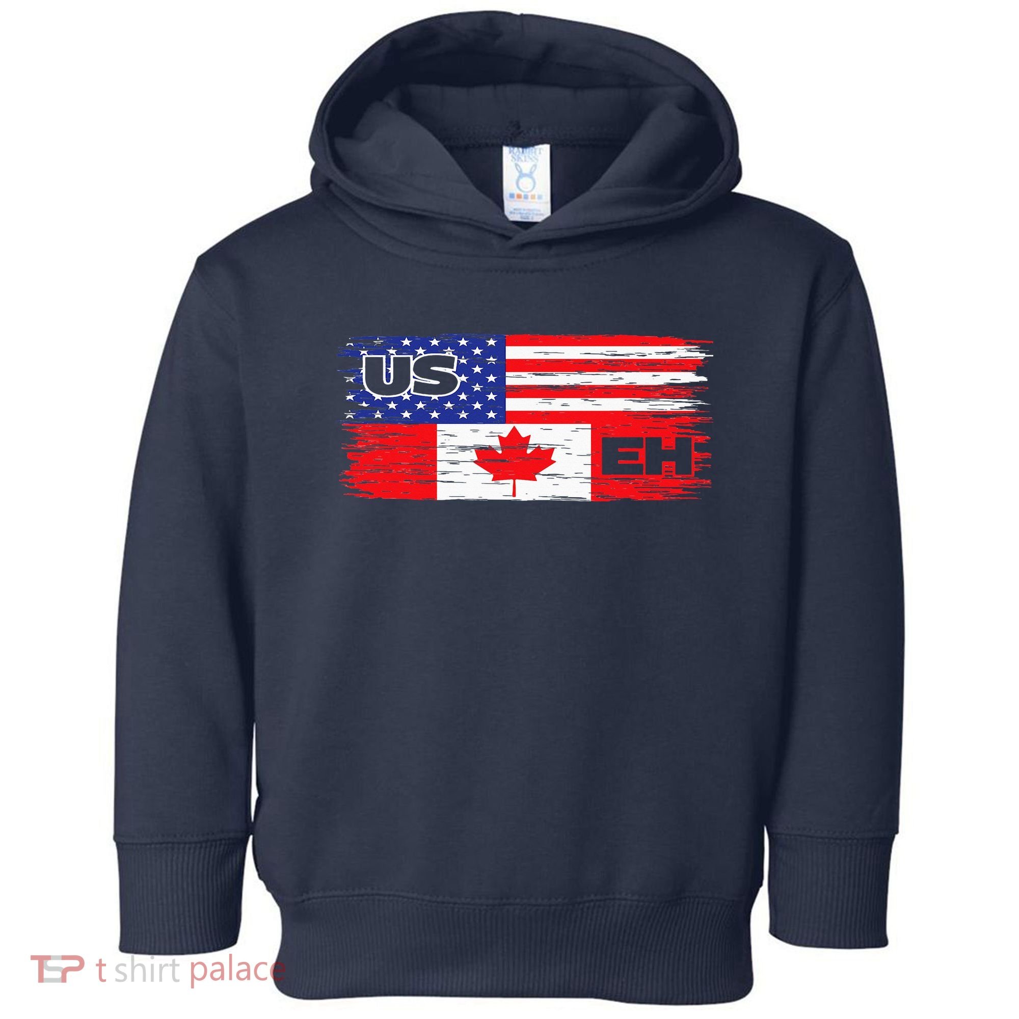 US EH Canada America Flag Maple Leaf Proud Canuck Roots Toddler Hoodie