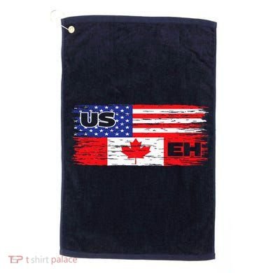 US EH Canada America Flag Maple Leaf Proud Canuck Roots Golf Towel
