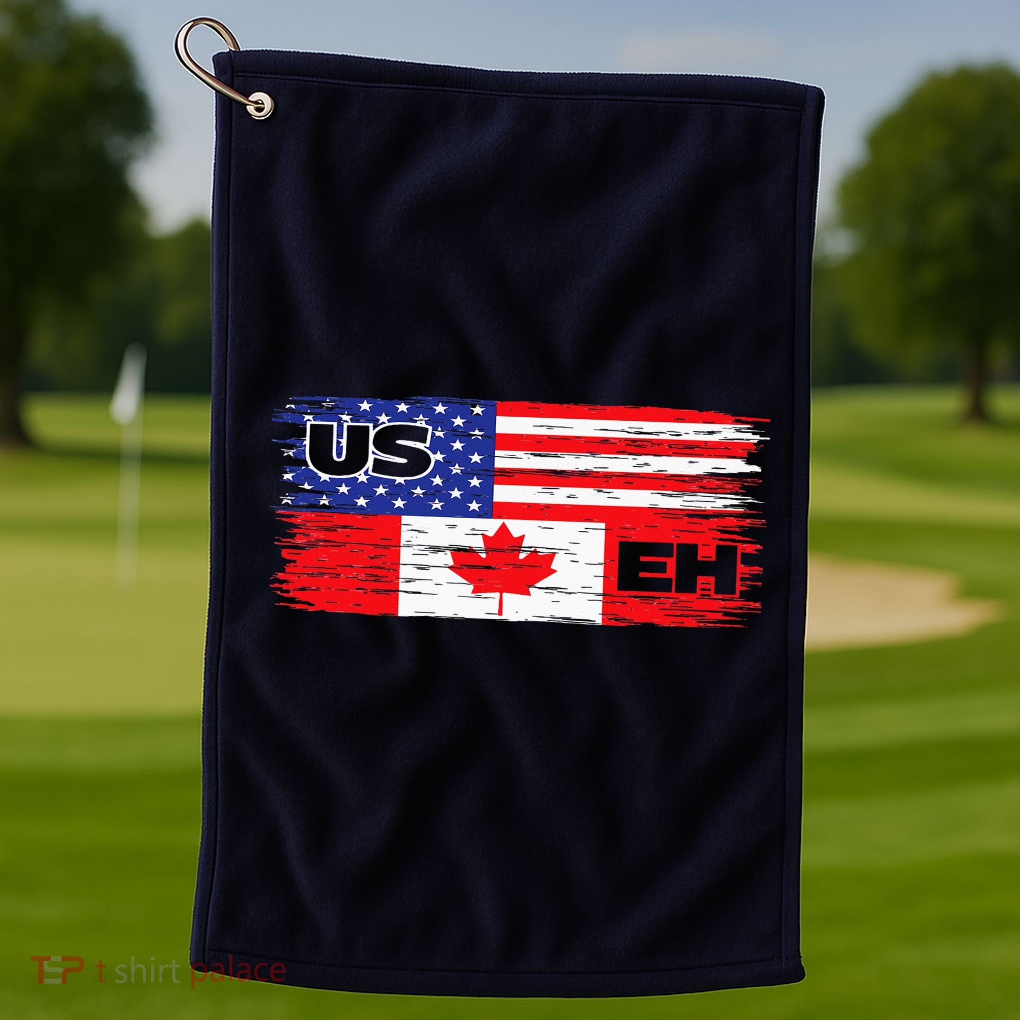 US EH Canada America Flag Maple Leaf Proud Canuck Roots Golf Towel
