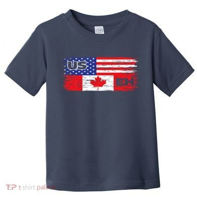 US EH Canada America Flag Maple Leaf Proud Canuck Roots Toddler T-Shirt