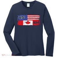US EH Canada America Flag Maple Leaf Proud Canuck Roots Women's Long Sleeve Shirt thumb 0