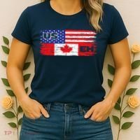 US EH Canada America Flag Maple Leaf Proud Canuck Roots Women's T-Shirt thumb 2
