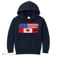 US EH Canada America Flag Maple Leaf Proud Canuck Roots Kids Hoodie thumb 0