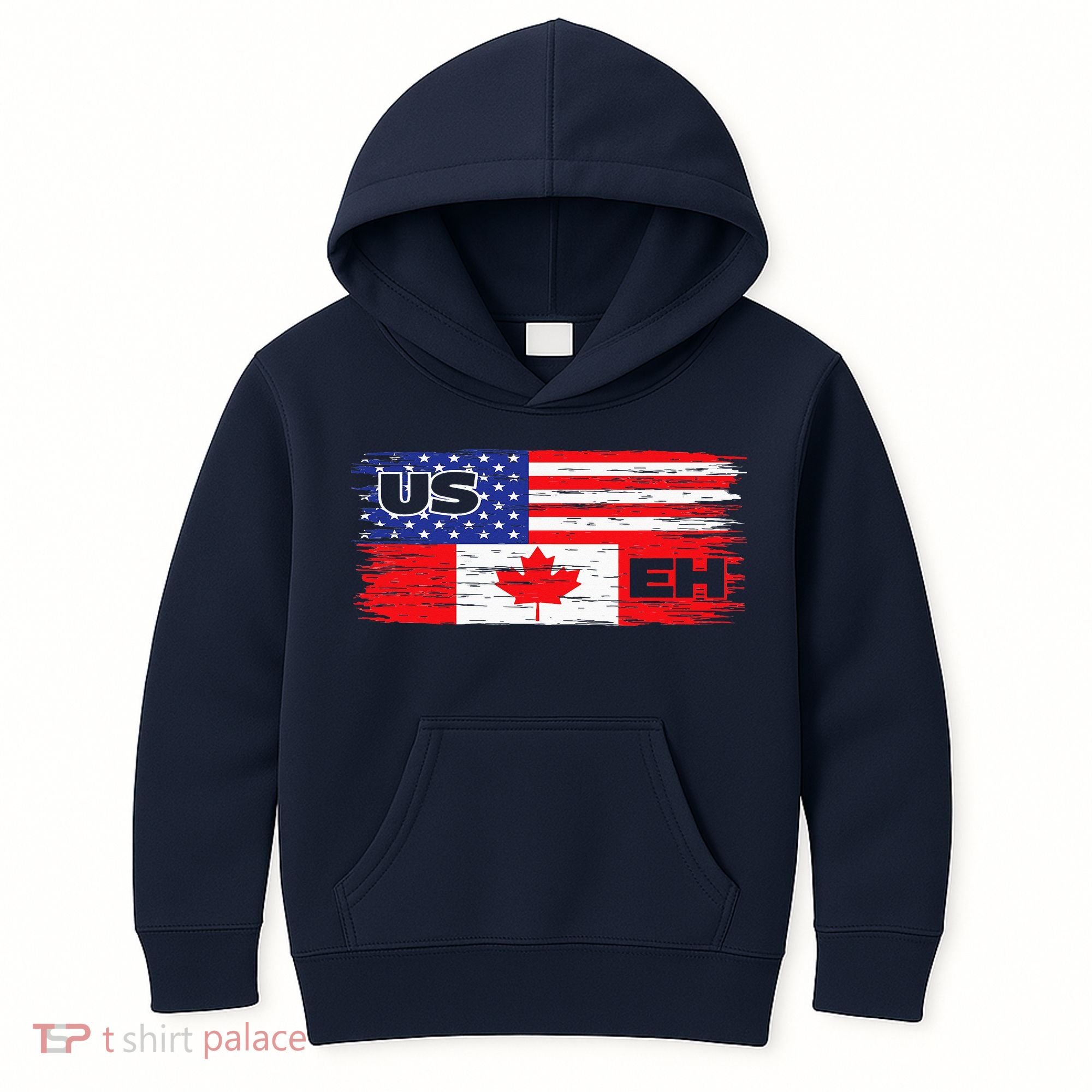 US EH Canada America Flag Maple Leaf Proud Canuck Roots Kids Hoodie