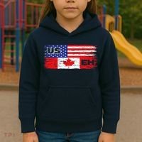 US EH Canada America Flag Maple Leaf Proud Canuck Roots Kids Hoodie thumb 3