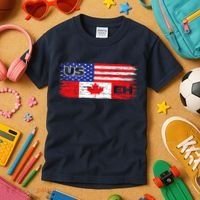 US EH Canada America Flag Maple Leaf Proud Canuck Roots Kids T-Shirt thumb 3