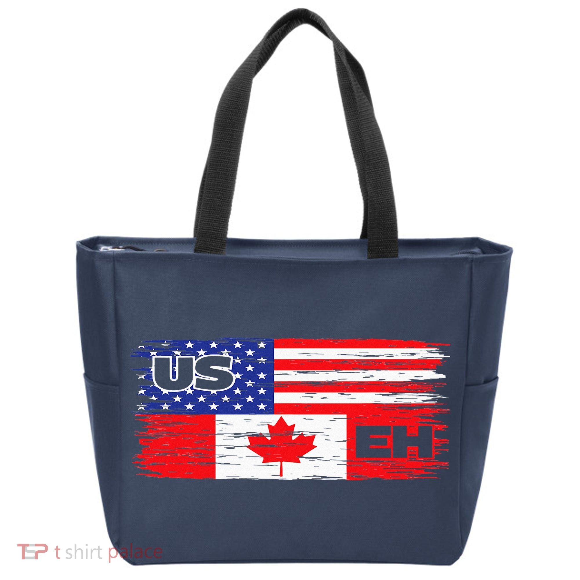 US EH Canada America Flag Maple Leaf Proud Canuck Roots Tote Bag