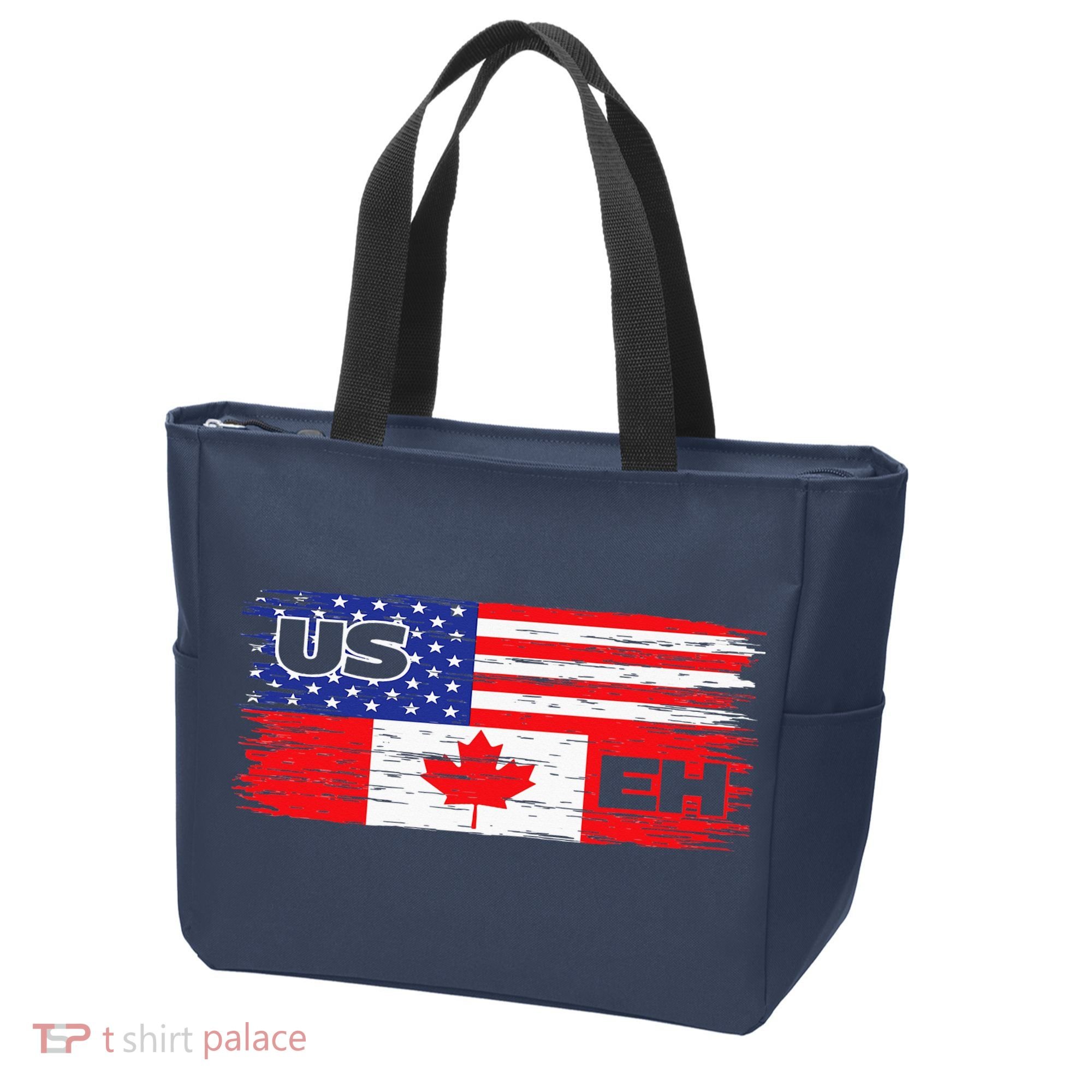 US EH Canada America Flag Maple Leaf Proud Canuck Roots Tote Bag