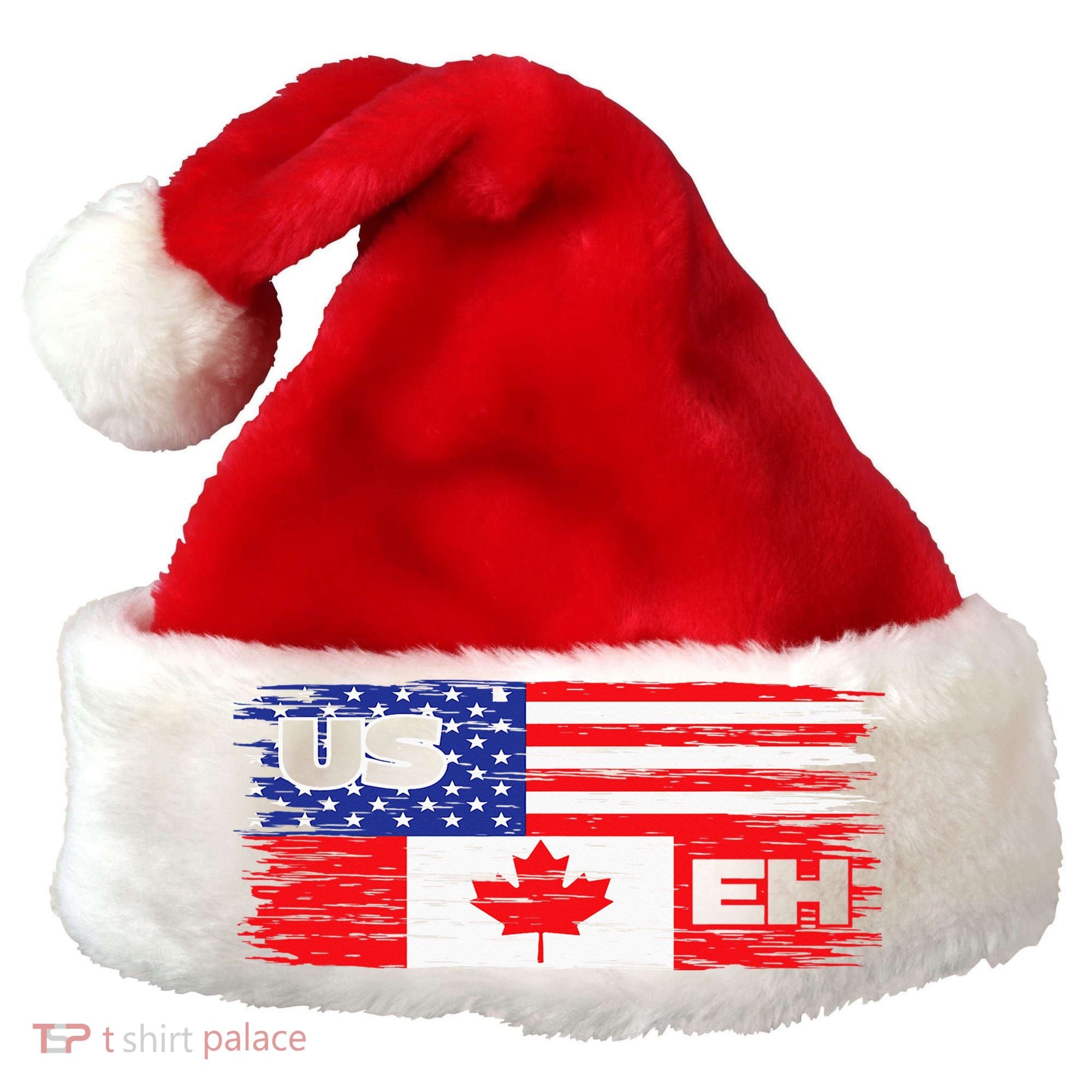 US EH Canada America Flag Maple Leaf Proud Canuck Roots Santa Hat