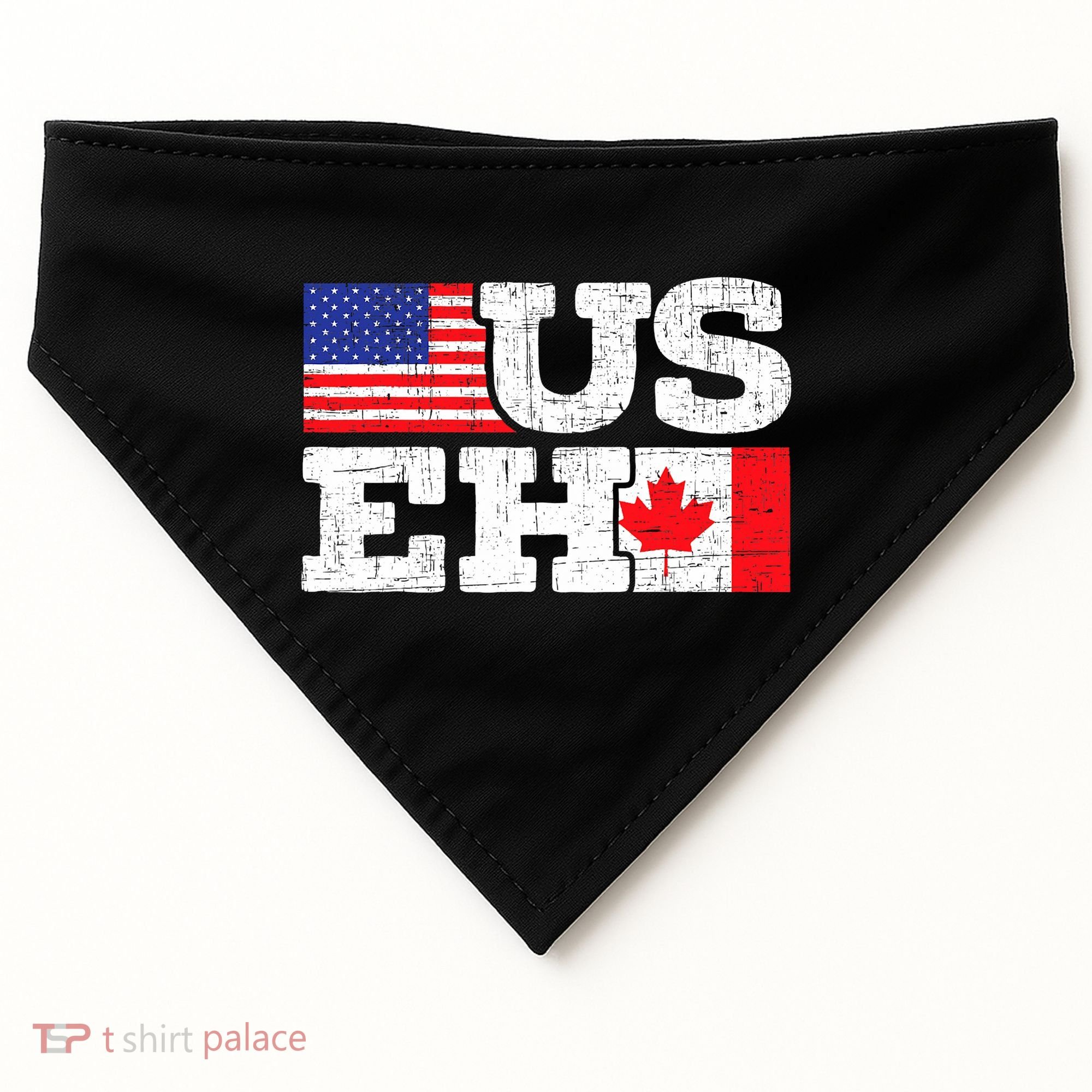 US EH Canada America Flag Maple Leaf Proud Canuck Roots USA-Made Doggie Bandana