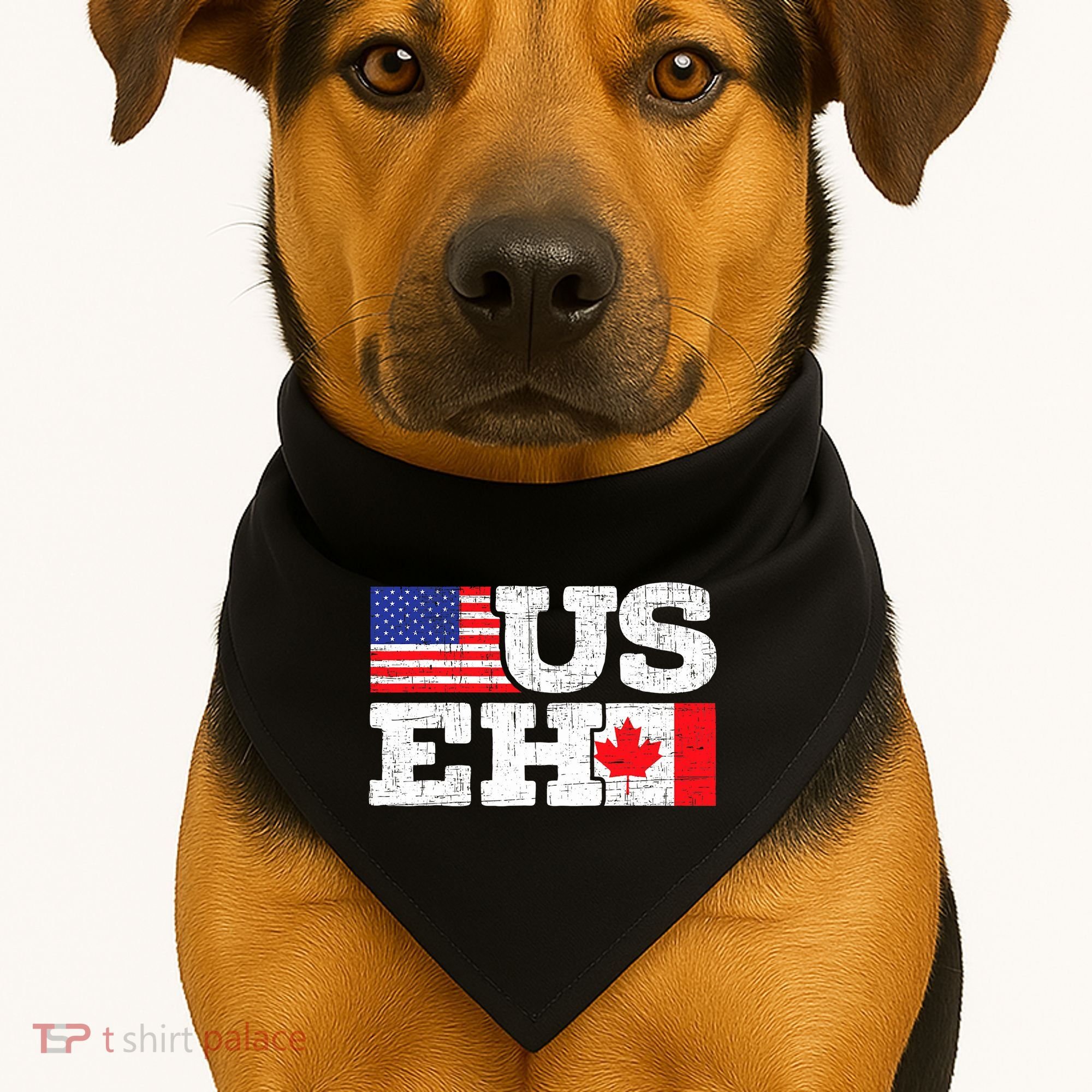 US EH Canada America Flag Maple Leaf Proud Canuck Roots USA-Made Doggie Bandana