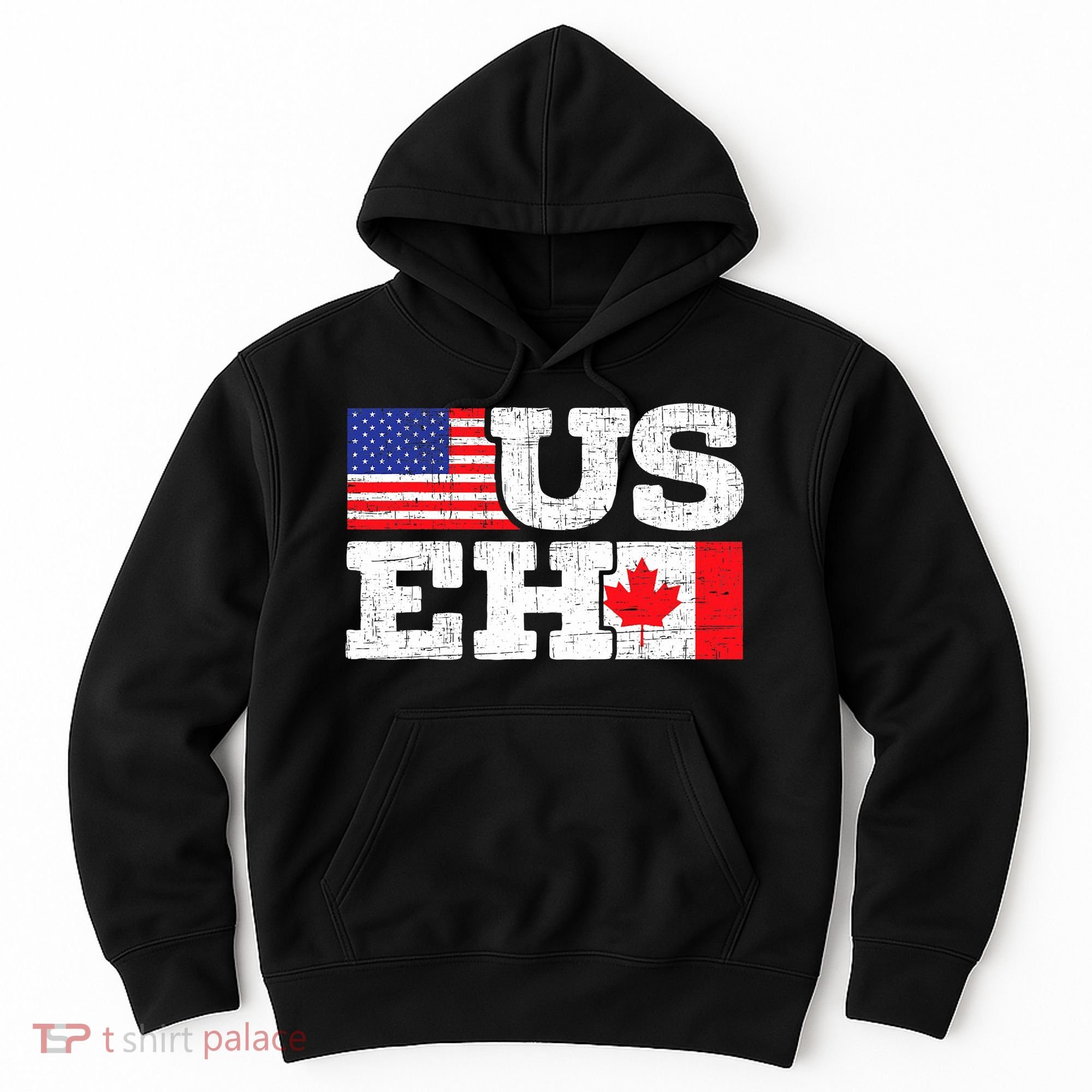 US EH Canada America Flag Maple Leaf Proud Canuck Roots Hoodie