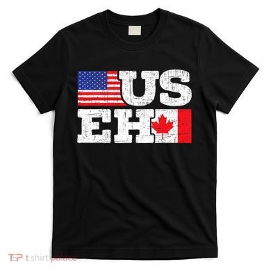 US EH Canada America Flag Maple Leaf Proud Canuck Roots T-Shirt