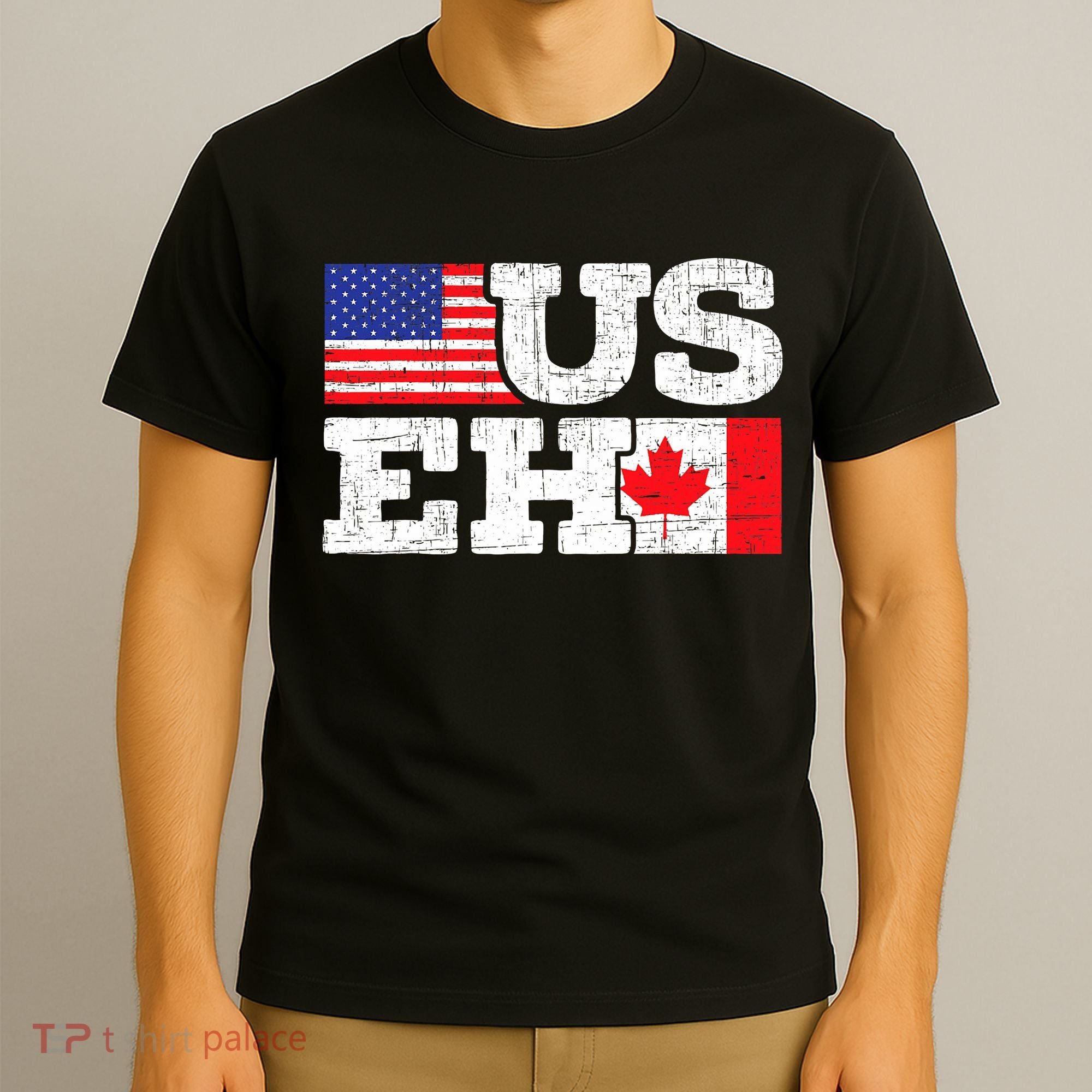 US EH Canada America Flag Maple Leaf Proud Canuck Roots T-Shirt