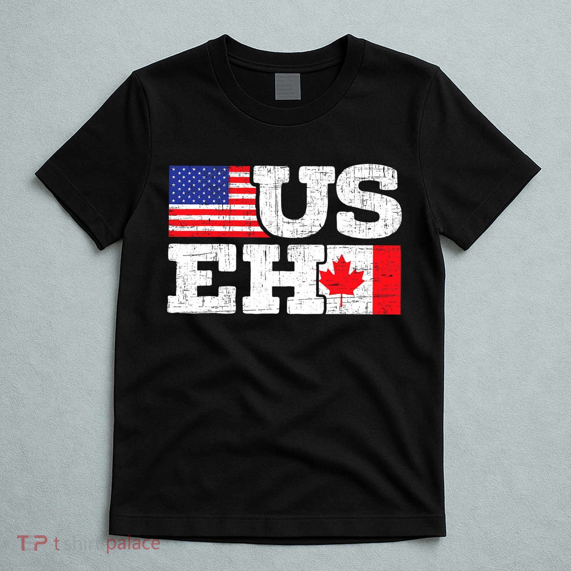 US EH Canada America Flag Maple Leaf Proud Canuck Roots T-Shirt