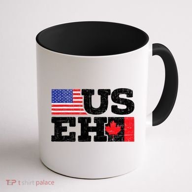 US EH Canada America Flag Maple Leaf Proud Canuck Roots Coffee Mug back