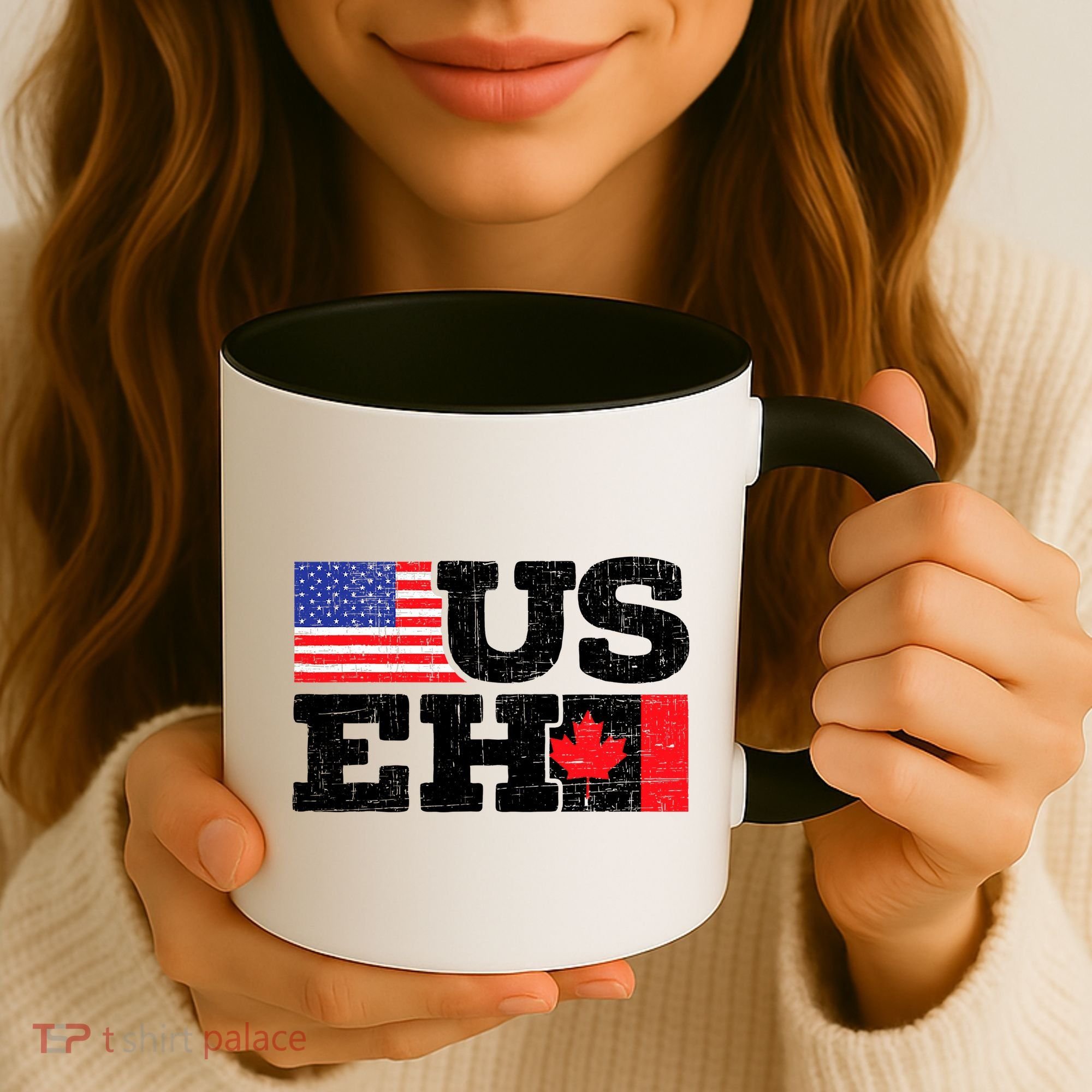 US EH Canada America Flag Maple Leaf Proud Canuck Roots Coffee Mug