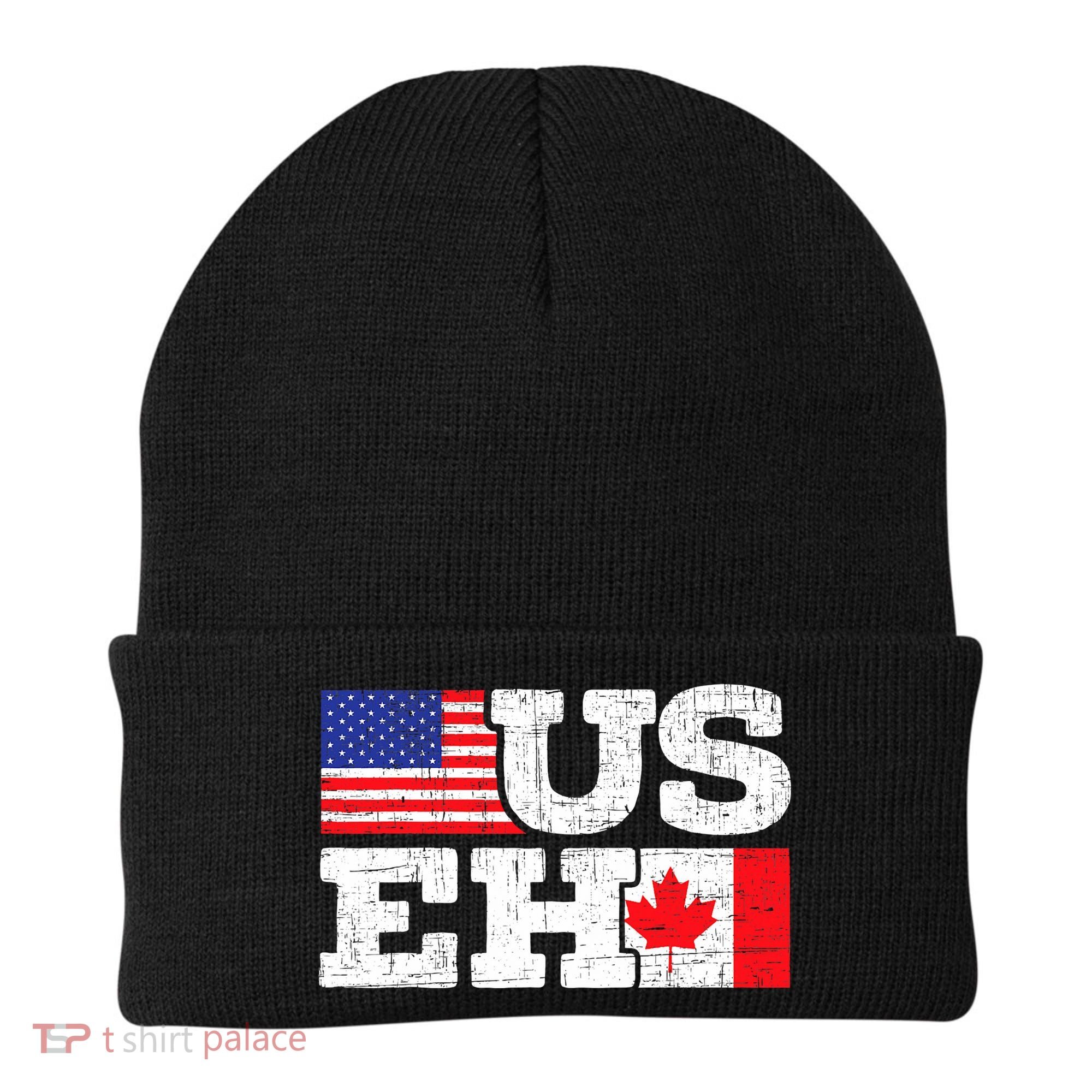 US EH Canada America Flag Maple Leaf Proud Canuck Roots Beanie