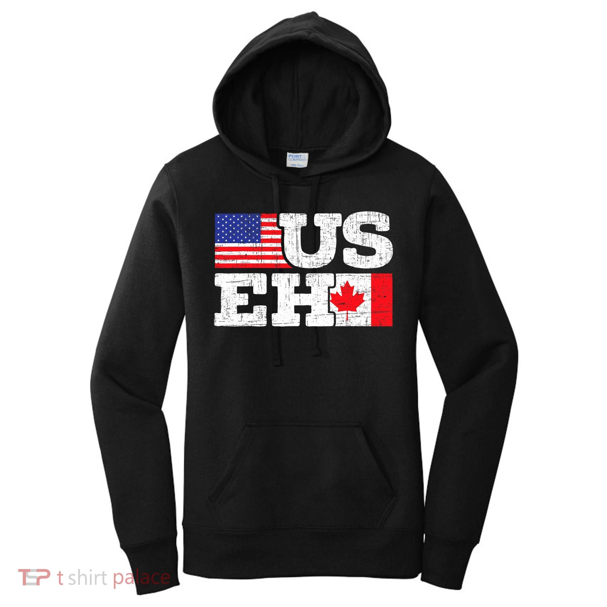 US EH Canada America Flag Maple Leaf Proud Canuck Roots Women's Hoodie