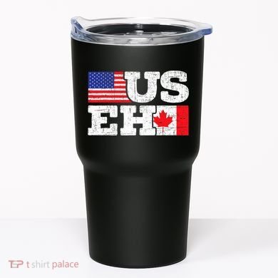 US EH Canada America Flag Maple Leaf Proud Canuck Roots Tumbler
