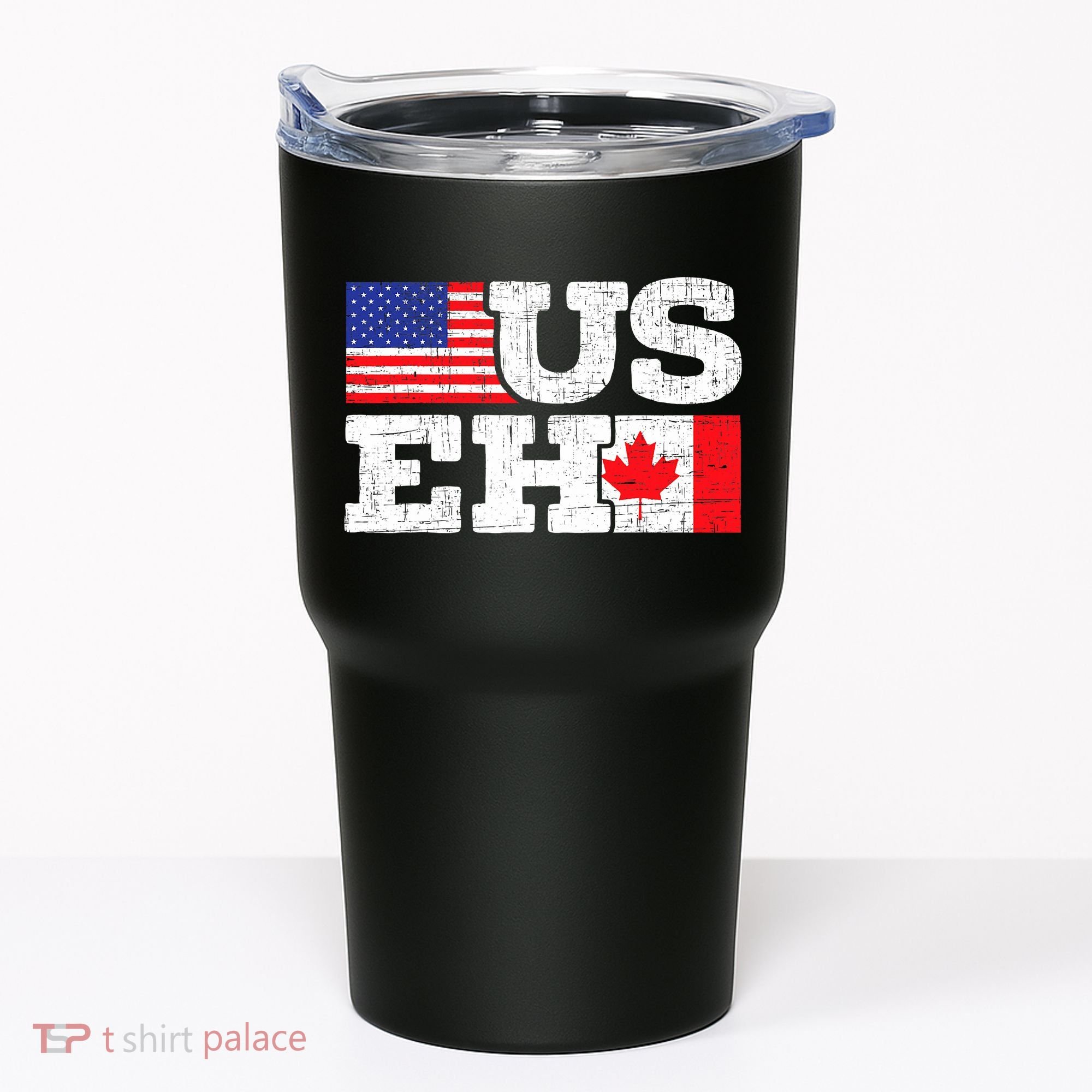 US EH Canada America Flag Maple Leaf Proud Canuck Roots Tumbler
