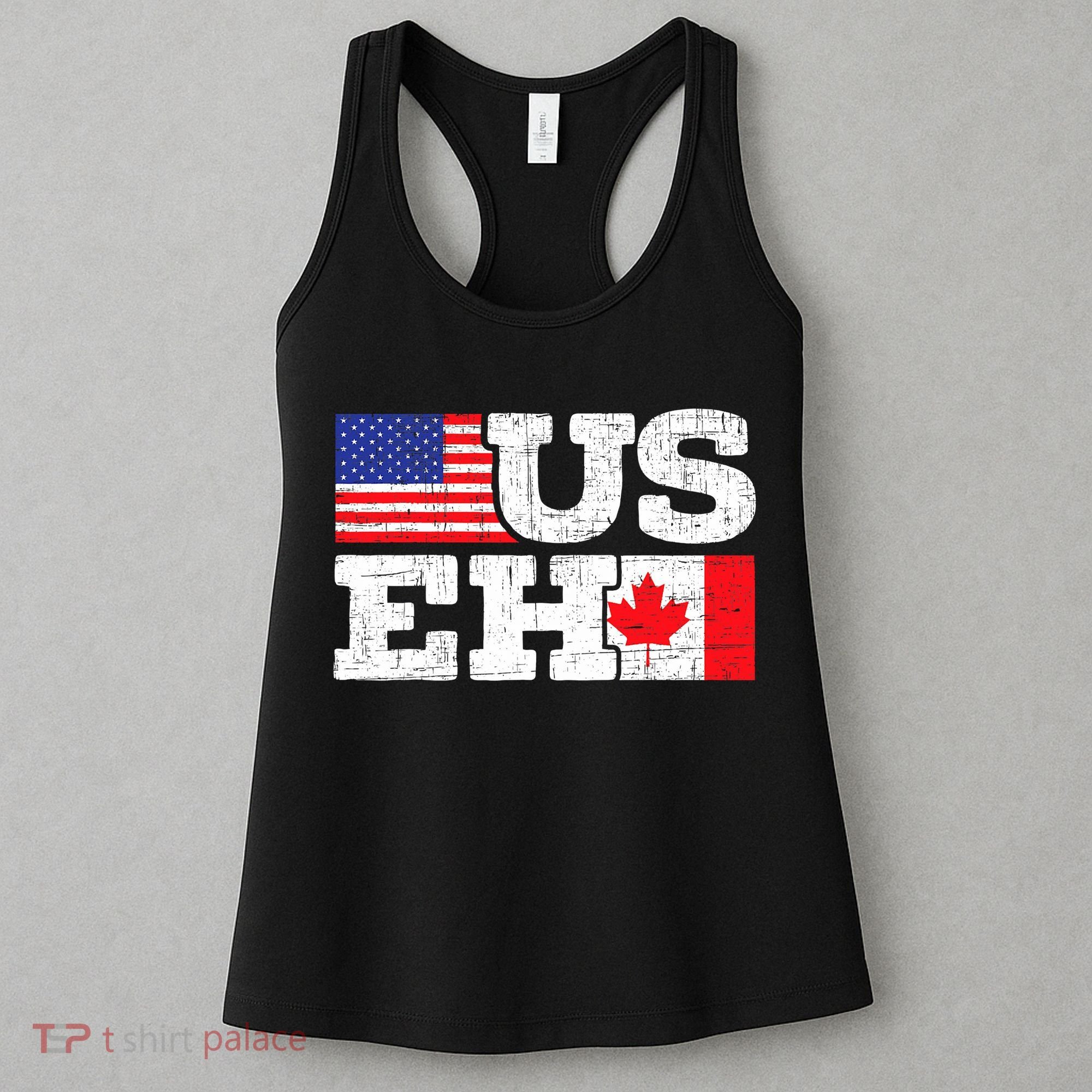 US EH Canada America Flag Maple Leaf Proud Canuck Roots Women's Tank Top