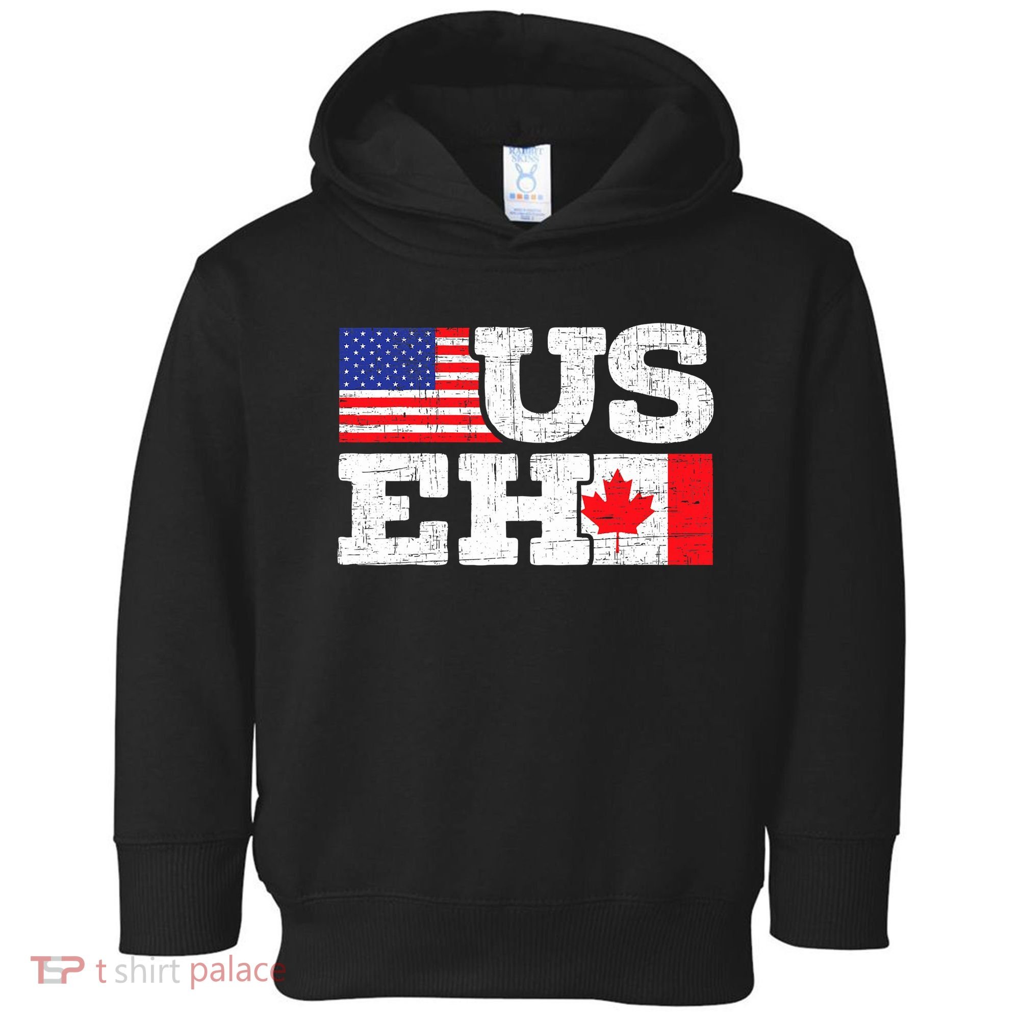 US EH Canada America Flag Maple Leaf Proud Canuck Roots Toddler Hoodie