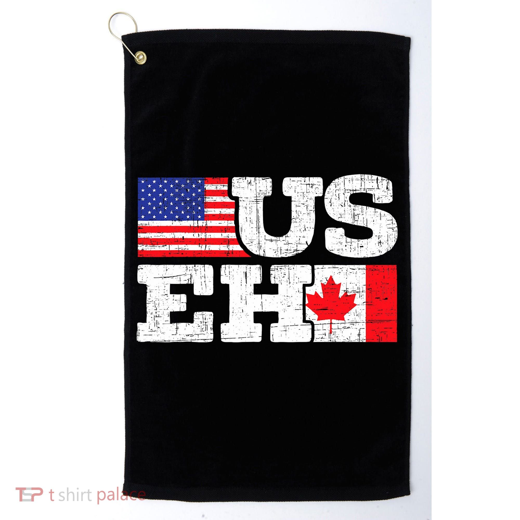 US EH Canada America Flag Maple Leaf Proud Canuck Roots Golf Towel