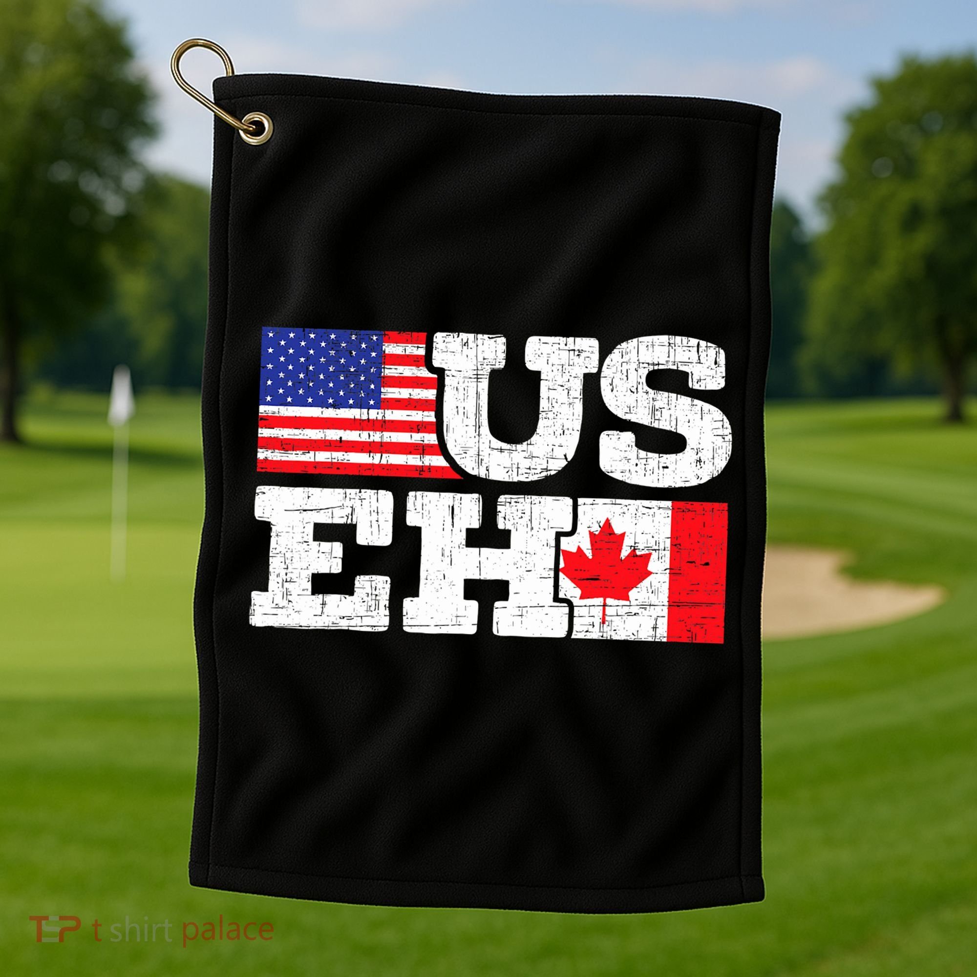 US EH Canada America Flag Maple Leaf Proud Canuck Roots Golf Towel