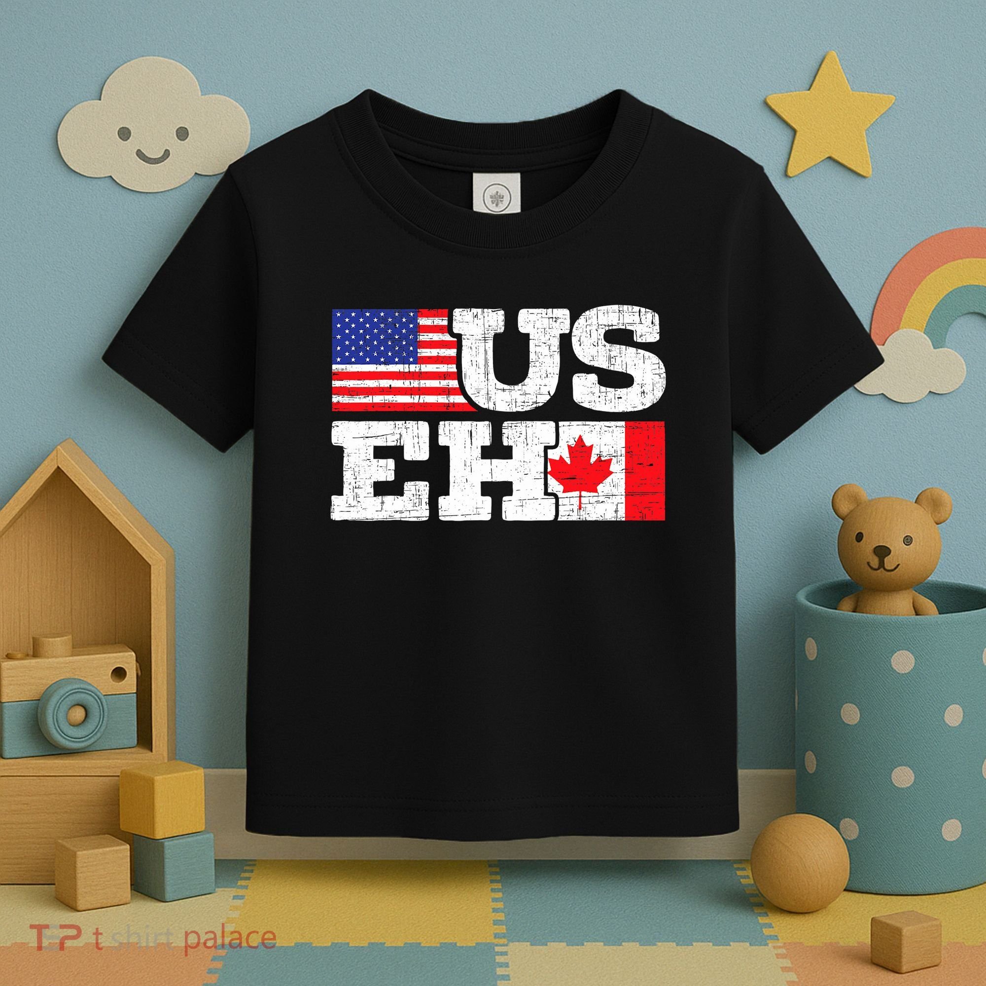 US EH Canada America Flag Maple Leaf Proud Canuck Roots Toddler T-Shirt