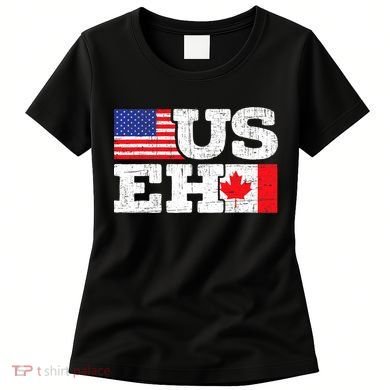 US EH Canada America Flag Maple Leaf Proud Canuck Roots Women's T-Shirt