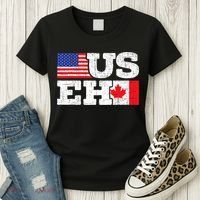 US EH Canada America Flag Maple Leaf Proud Canuck Roots Women's T-Shirt thumb 3