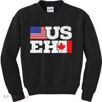 US EH Canada America Flag Maple Leaf Proud Canuck Roots Kids Sweatshirt thumb 0