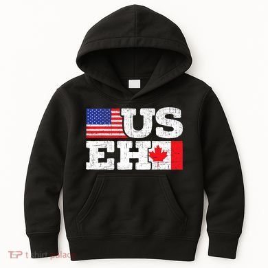 US EH Canada America Flag Maple Leaf Proud Canuck Roots Kids Hoodie