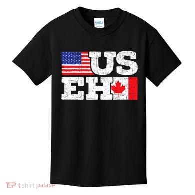 US EH Canada America Flag Maple Leaf Proud Canuck Roots Kids T-Shirt