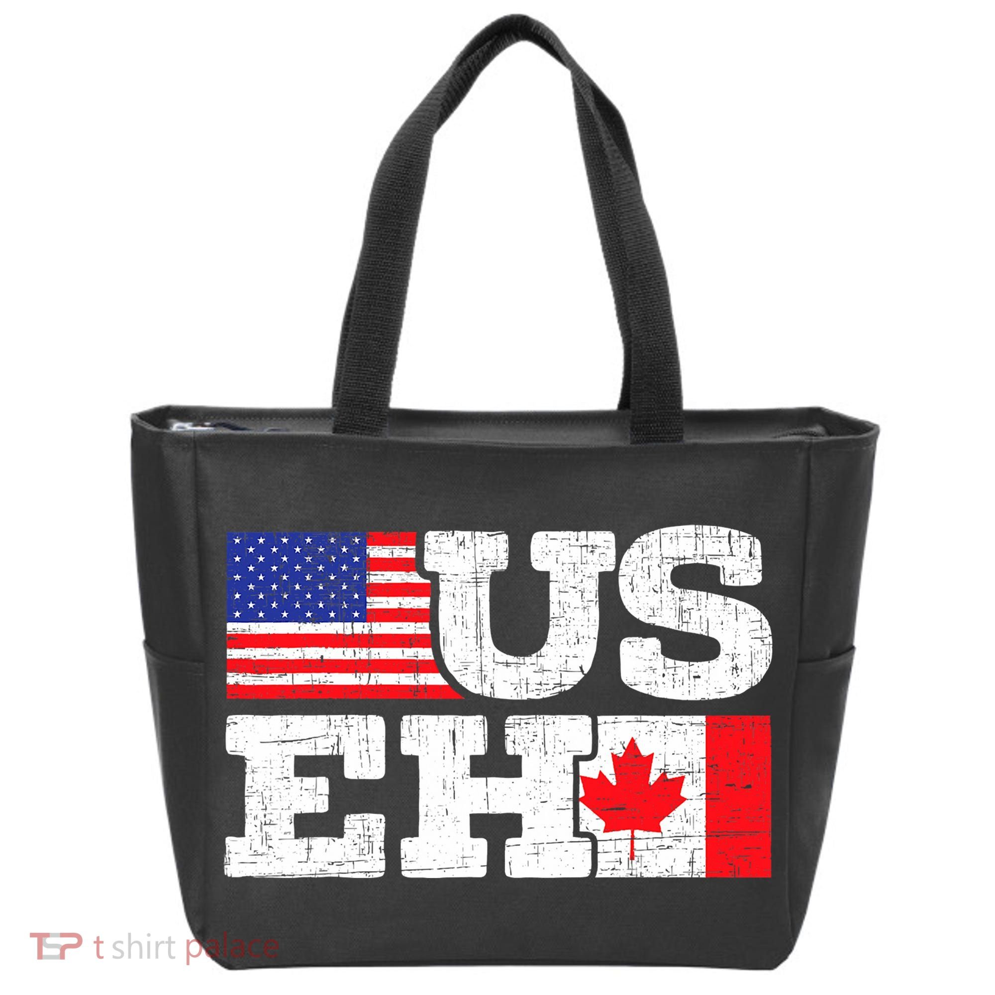 US EH Canada America Flag Maple Leaf Proud Canuck Roots Tote Bag